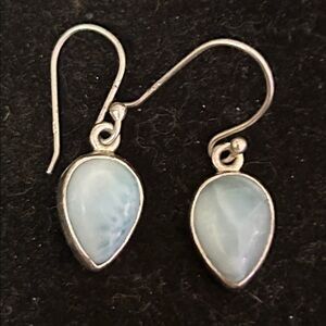 925 SS Larimar Hook Piereced Earrings